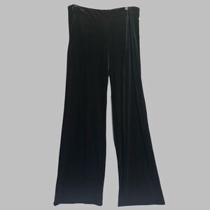 Alex Evenings Velvet Wide Leg Pants Womens Size XL Black Elastic Waist Pull On‎